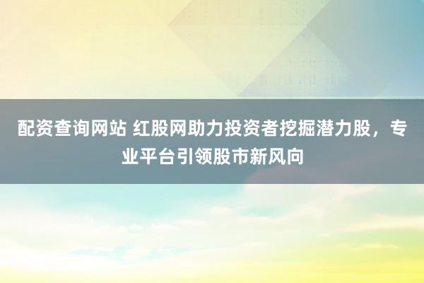 配资查询网站 红股网助力投资者挖掘潜力股，专业平台引领股市新风向