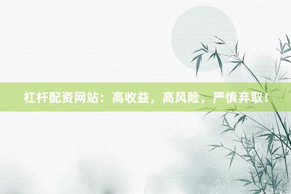 杠杆配资网站:高收益,高风险,严慎弃取!