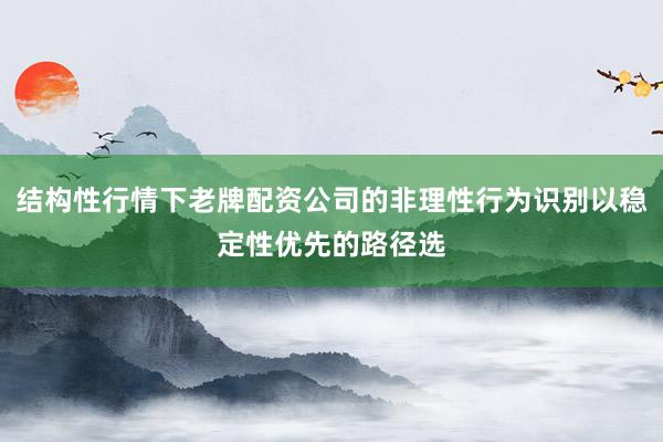 结构性行情下老牌配资公司的非理性行为识别以稳定性优先的路径选