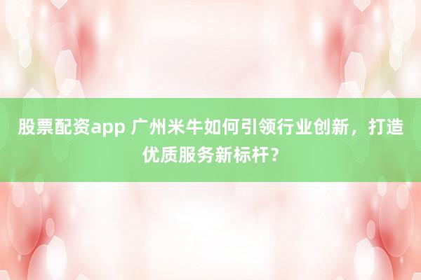 股票配资app 广州米牛如何引领行业创新，打造优质服务新标杆？
