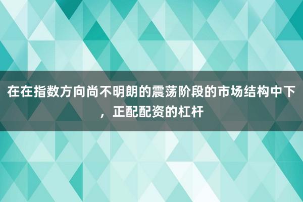在在指数方向尚不明朗的震荡阶段的市场结构中下，正配配资的杠杆