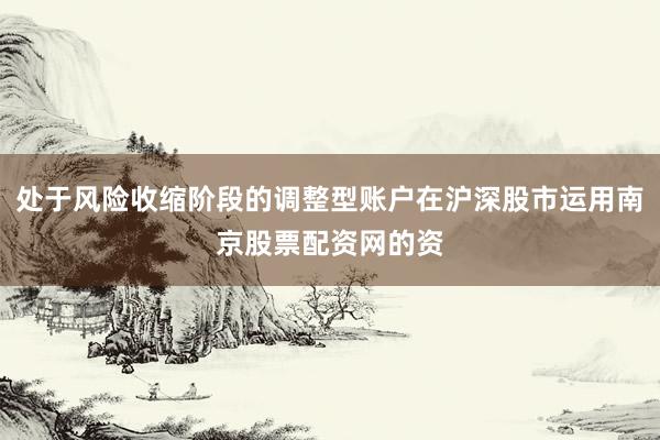 处于风险收缩阶段的调整型账户在沪深股市运用南京股票配资网的资